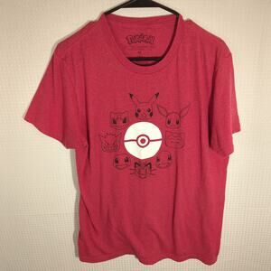Pokemon M Red Graphic T Shirt Pikachu Eevee Charmander Gengar Meowth Pokeball